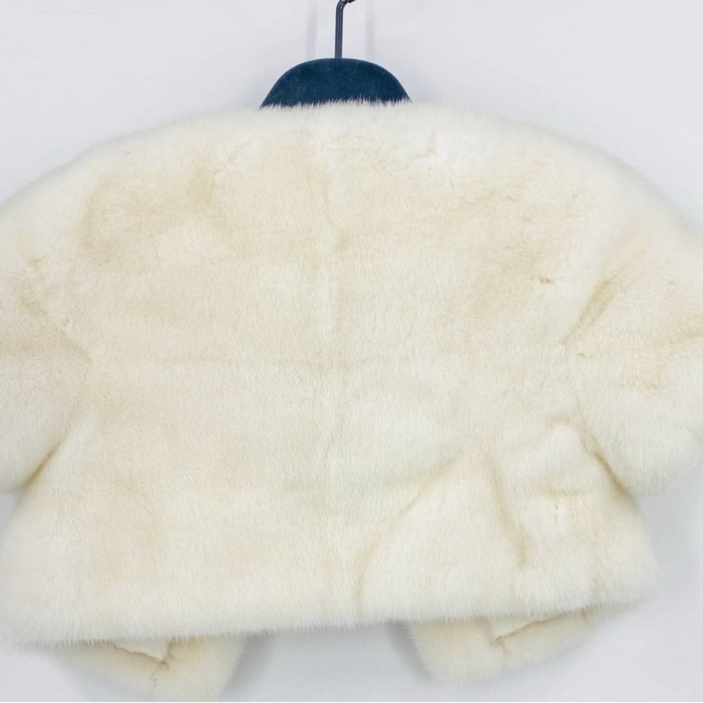 Oscar De La Renta Kid's White Mink Fur Shrug Cape Wedding Formal - Picture 2 of 3